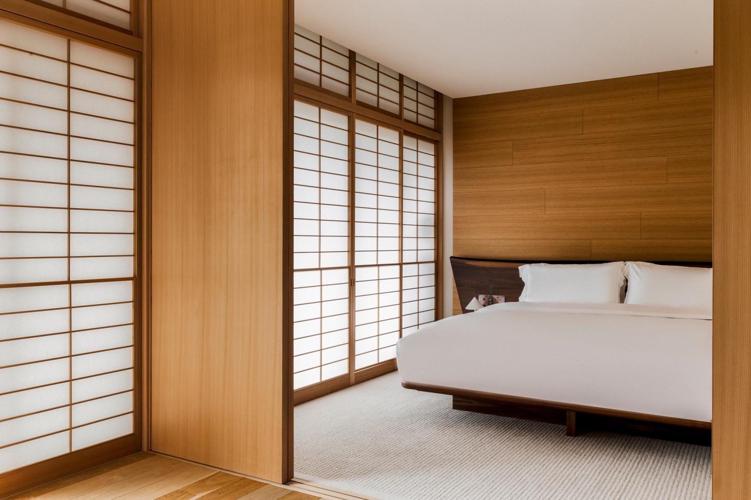 The Shinmonzen suite with shōji screens and Pierre Yovanovitch furniture